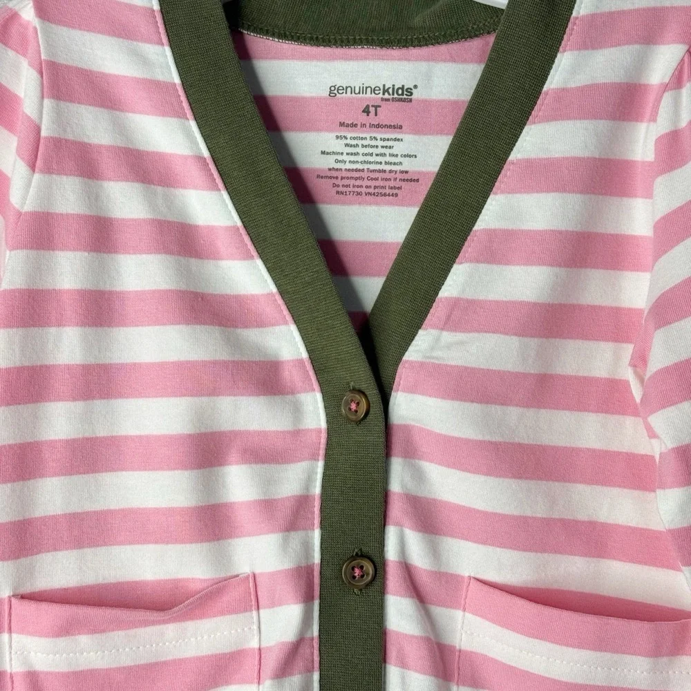 Oshkosh Lightweight Olive, White & Pink Lightweight Cardi, 4t. Great Condition